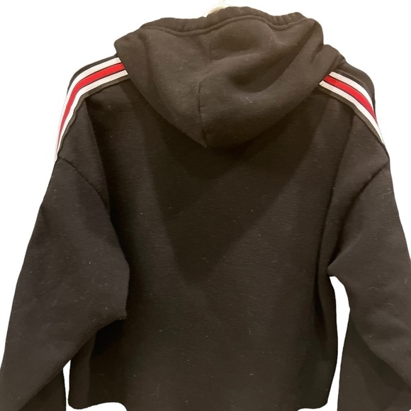 Roma Concept - Black Cropped Hoodie with Red strips - Size Large - Picture 3 of 9